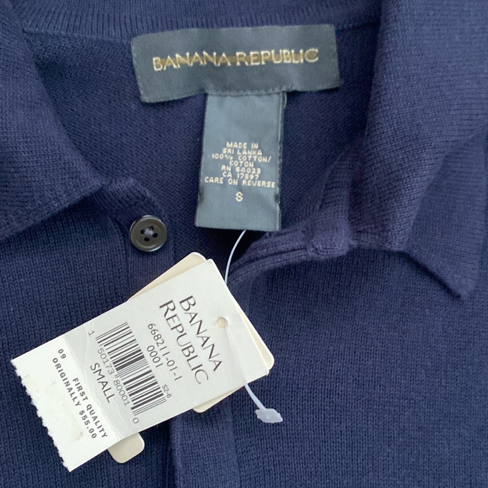 NWT Dark blue Banana Republic women’s long sleeve small cotton sweater - Picture 5 of 7